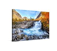 PICANOVA - Cascada del Valle de Otoño 60x40cm - Cuadro sobre Lienzo - Impresión En Lienzo Montado sobre Marco De Madera (2cm) - Foto Artística - Colección Cascadas