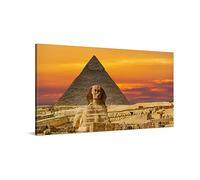 PICANOVA - Cuadro sobre Lienzo 100x50cm Esfinge Pirámide Egipto - Imagen Impresión Montado sobre Marco De Madera - Cuadro Decoración Moderno Para Salón o Dormitorio