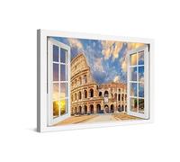 PICANOVA - Cuadro sobre Lienzo 30x20cm Coliseo Roma Ventata - Imagen Impresión Montado sobre Marco De Madera - Cuadro Decoración Moderno Para Salón o Dormitorio