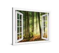 PICANOVA - Hermoso Amanecer de la Mañana Ventana 100x75cm - Cuadro sobre Lienzo - Imagen Impresión Montado sobre Marco De Madera - Cuadro Decoración Moderno para Salón o Dormitorio - Colección Bosque