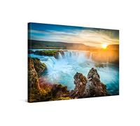 PICANOVA - Islandia Godafoss Cascada 120x80cm - Cuadro sobre Lienzo - Impresión En Lienzo Montado sobre Marco De Madera (2cm) - Foto Artística - Colección Cascadas