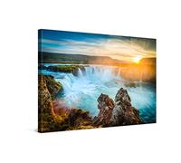PICANOVA - Islandia Godafoss Cascada 60x40cm - Cuadro sobre Lienzo - Impresión En Lienzo Montado sobre Marco De Madera (2cm) - Foto Artística - Colección Cascadas