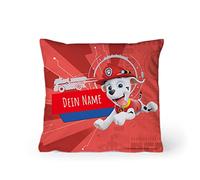 PICANOVA - La Patrulla Canina Cojín con Nombre 40x40 cm Marshall - Cojín Personalizado Infantil - Cojín Decorativo con Relleno y Funda de Almohada - Cojín Decorativo con Dibujo de Perro