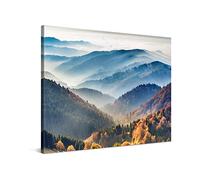 PICANOVA - Montaña Bosque Niebla 100x75cm - Cuadro sobre Lienzo - Imagen Impresión Montado sobre Marco De Madera - Cuadro Decoración Moderno para Salón o Dormitorio - Colección Bosque