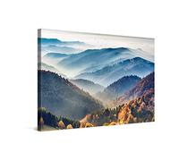 PICANOVA - Montaña Bosque Niebla 60x40cm - Cuadro sobre Lienzo - Imagen Impresión Montado sobre Marco De Madera - Cuadro Decoración Moderno para Salón o Dormitorio - Colección Bosque