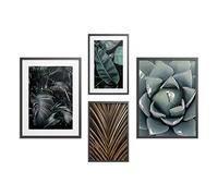 PICANOVA - Tropical Leaves - Poster Set de 4 Pósters Enmarcados 40x30cm x 2, 30x20cm x 2 - Imagen Impresión de Carteles - Cuadro Decoración Moderno para Salón o Dormitorio