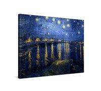 PICANOVA - Vincent Van Gogh Starry Night Over The Rhone 40x30cm - Cuadro sobre Lienzo - Impresión En Lienzo Montado sobre Marco De Madera (2cm) - Disponible En Varios Tamaños