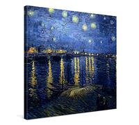 PICANOVA - Vincent Van Gogh Starry Night Over The Rhone 80x80cm - Cuadro sobre Lienzo - Impresión En Lienzo Montado sobre Marco De Madera (2cm) - Disponible En Varios Tamaños