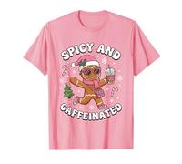 Picante y Cafeinated Cozy Pink Gingerbread Xmas Girl Coffee Camiseta