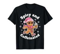 Picante y Cafeinated Cozy Pink Gingerbread Xmas Girl Coffee Camiseta
