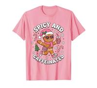 Picante y Cafeinated Cozy Pink Gingerbread Xmas Girl Coffee Camiseta
