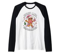 Picante y Cafeinated Cozy Pink Gingerbread Xmas Girl Coffee Camiseta Manga Raglan