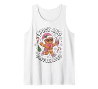 Picante y Cafeinated Cozy Pink Gingerbread Xmas Girl Coffee Camiseta sin Mangas