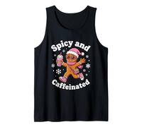 Picante y Cafeinated Cozy Pink Gingerbread Xmas Girl Coffee Camiseta sin Mangas