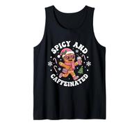 Picante y Cafeinated Cozy Pink Gingerbread Xmas Girl Coffee Camiseta sin Mangas