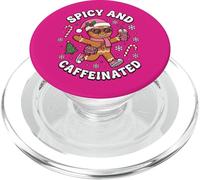 Picante y Cafeinated Cozy Pink Gingerbread Xmas Girl Coffee PopSockets PopGrip para MagSafe