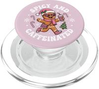 Picante y Cafeinated Cozy Pink Gingerbread Xmas Girl Coffee PopSockets PopGrip para MagSafe