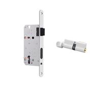 Picaporte Cerradura de cuerpo y cilindro for interior de casa, puerta de madera, cerradura de embutir Embutir Para Puertas(LB-7255mm-LC-White)