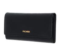 Picard Cuero Monedero Calais 1 Flap Wallet Schwarz Negro
