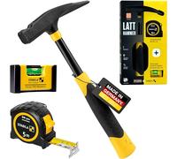 Picard Martillo para techos de 620 m + cinta métrica Stabila de 5 m BM300 y mini nivel de burbuja de bolsillo, juego profesional profesional para trabajos precisos, martillo de carpintero, cinta