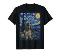 Picardía Spaniel Dog Van Gogh Noche Estrellada Camiseta