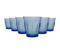 Picardie - Juego de Vasos Bajos de Colores - para Agua, Zumo, Leche o cócteles - Azul - 250 ml - Pack de 12