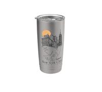 Picasso Peace Dove Nueva York Horizonte Paisaje Urbano Arte Dibujo Vaso térmico de acero inoxidable de doble pared