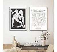 Picasso - Pintura abstracta en blanco y negro, minimalista, póster, galería, arte de pared, lienzo, imagen, decoración del hogar, 30 x 40 cm, 2 piezas, sin marco