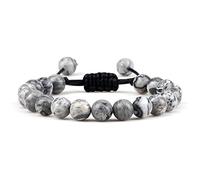 Picasso - Pulsera de cuentas de piedra de ojo de tigre natural, ajustable, trenzada, de lava natural, para hombres y mujeres
