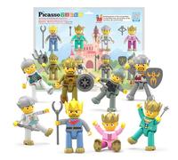 Picasso Toys - Figuras magnéticas de acción medieval King and Knights Character for Building Blocks Tiles Construction Toddler Toy Set Magnets Expansion Pack Educational STEM Pretend Playset PTA13