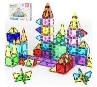 PicassoTiles 100 Piece Mini Blocks Magnetic Tiles, Travel Stem Toy Kids 3+
