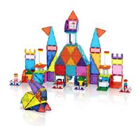 PicassoTiles 353 piezas Juego combinado de azulejos de ladrillo magnιticos y azulejos magnιticos Figuras de acciσn incluidas Bloques de construcc