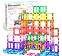 PicassoTiles 42 piezas Juego de bloques de construcción magnéticos Playboards Azulejos magnéticos Juego educativo de juguete de construcción Imanes de azulejos Juego de aprendizaje de ingeniería,3ymás