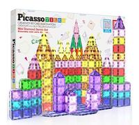PicassoTiles 80 piezas Magnetic Building Block Mini Diamond Series Travel Size On-The-Go Magnet Construcción Toy Set STEM Learning Kit Educational Playset Child Brain Development Stacking Blocks PTM80