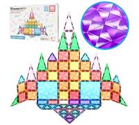 PicassoTiles 80 Piezas Serie Diamante Mini Magnético Set de Construcción STEM Aprendizaje Herramienta de Juego Desarrollo Cerebral Niños PTM80