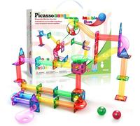 PicassoTiles Marble Run PTG40 Juego de 40 piezas de azulejos magnéticos para construcción y aprendizaje STEM educativo temprano para niños, bloque de construcción creativo para niños y niñas a