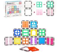 PicassoTiles Bloques magnéticos con Clip para Ventana y Puerta, Azulejos magnéticos, imanes de construcción, Juego de Juguetes educativos Stem, Kit de Aprendizaje, Juego de Bloques apilables para