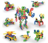 PicassoTiles Juego de 152 bloques de construcción para niños STEM, regalo sensorial, educación, a partir de 3 años, incluye libro de ideas, maletín, destornillador eléctrico PTN152