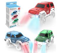 PicassoTiles Juego de 3 piezas de auto magnético de juguete con luz LED altamente detallada, compatible con imán Race Track STEM accesorios de repuesto para camiones, kits de construcción educativos