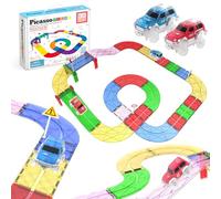 PicassoTiles Juego de 30 piezas de bloques de construcción de carreras, para coche, kit de construcción de aprendizaje de mano y ojo, coordinación de habilidades motoras finas..