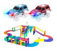 PicassoTiles Juego de 50 Piezas de Carreras de Coches de Carreras Bloque de construcción de Juguetes educativos magnéticos Azulejos imán DIY Playset 2