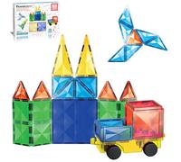 PicassoTiles – Juego de bloques magnéticos Diamante 63 piezas con coche y camión