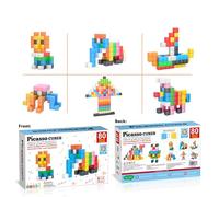 PicassoTiles Juego de 80 cubos magnéticos de 3 cm con forma de cubo magnético para construcción, juguetes educativos con cuaderno de ideas PMC302