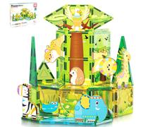 PicassoTiles - Juego de bloques de construcci n con imanes de safari con 8 figuras de acci n de animales magnetizadas compatibles, bloques de con