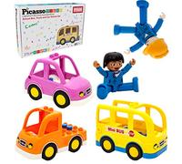 PicassoTiles Magnetic Toy Character Action Figure with 3 Cars