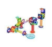 PicassoTiles Marble Run 60 Piece Race Track Magnetic Tiles Magnet Building Block Educational Construction Toy Set Playset STEM Learning Kit Child Brain Development HandEye Coordination Training PTG60