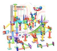 PicassoTiles Marble Run - Juego de 150 piezas de azulejos magnéticos para construcción y aprendizaje STEM con imán educativo para niños y niñas desde 3 años