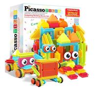 PicassoTiles PTB120 120pcs Forma de cerda Bloques de construcción 3D Azulejos Juego de construcción Juego de Aprendizaje Juguetes Stem Kit Educativo Desarrollo Infantil Branin