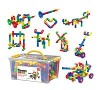 PicassoTiles PTT136 - Juego de bloques educativos entrelazados de 136 tubos y ca o STEAM, con cerraduras para tubos, bloques de construcci n de t