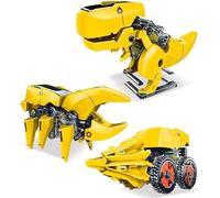PicassoTiles STEM Kids Robot de dinosaurio alimentado por energía solar, juguete educativo educativo, juguete de construcción técnica, 3 en 1, transformación única creativa, energía solar renovable